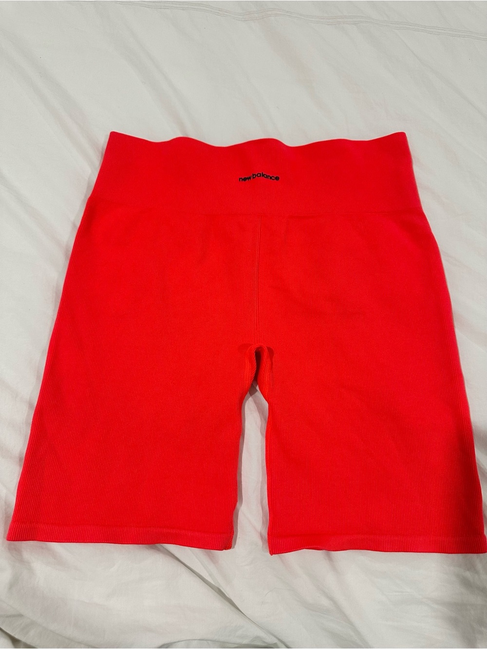 New Balance High-Rise Seamless Ribbed Bike Shorts Red